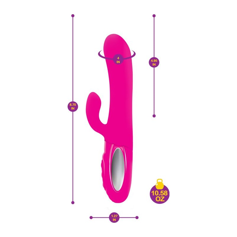 Viben Hypnotic Thrusting Rabbit Vibe w Swinging Clit Stim Hot Pink Pink