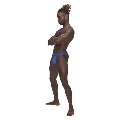 Male Power Sexagon Micro V Thong Blue Small/Medium