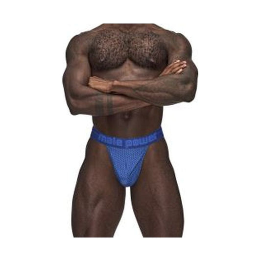 Male Power Sexagon Micro V Thong Blue Large/Extra Large