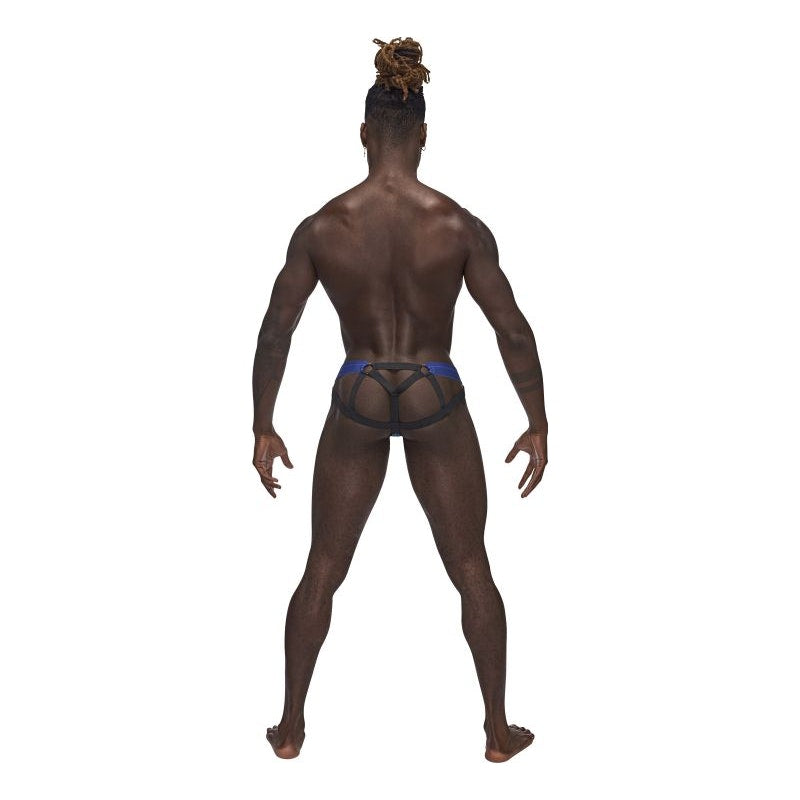 Male Power Sexagon Micro V Thong Blue Large/Extra Large