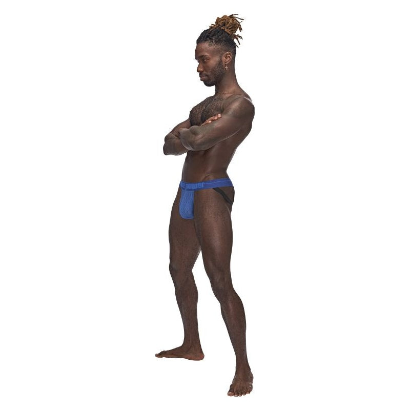 Male Power Sexagon Micro V Thong Blue Large/Extra Large