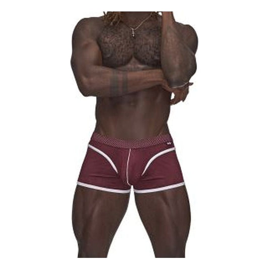 Male Power Sport Mesh Mini Short Burgundy Small