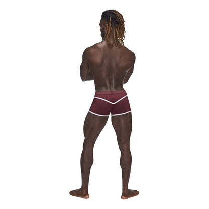 Male Power Sport Mesh Mini Short Burgundy Small