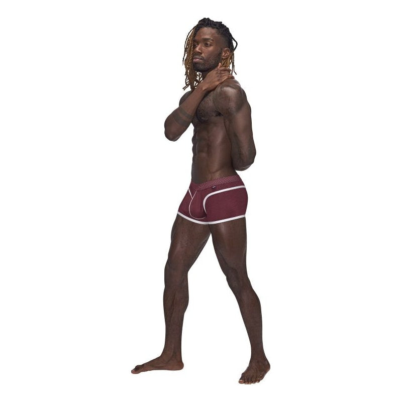 Male Power Sport Mesh Mini Short Burgundy Small