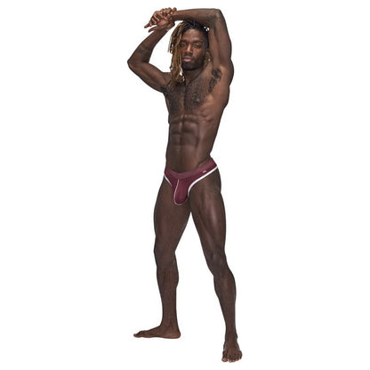 Male Power Sport Mesh Thong Burgundy Small/Medium