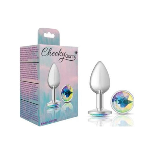 Cheeky Charms Small Butt Plug with Clear Iridescent Jewel