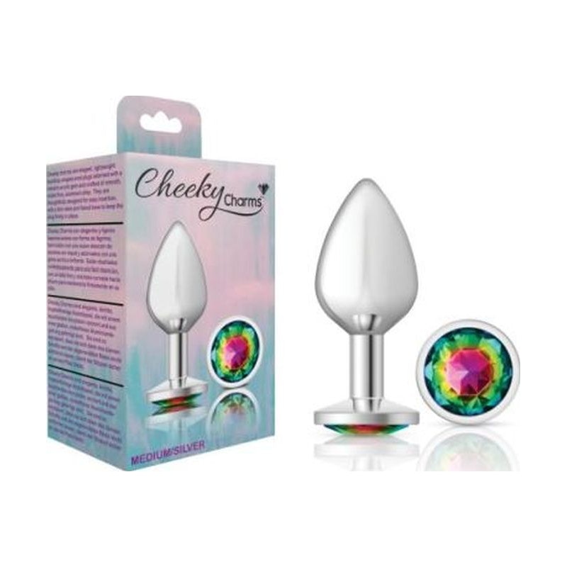 Cheeky Charms Medium Butt Plug with Rainbow Jewel