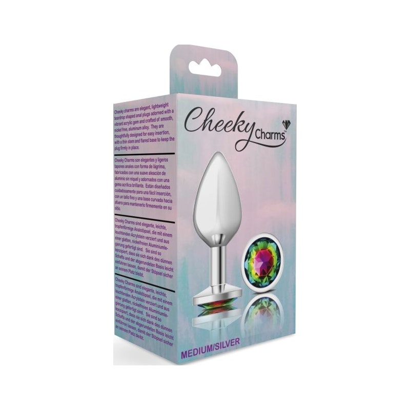 Cheeky Charms Medium Butt Plug with Rainbow Jewel