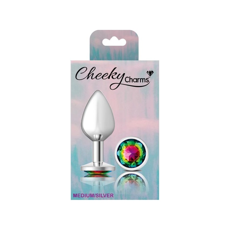 Cheeky Charms Medium Butt Plug with Rainbow Jewel