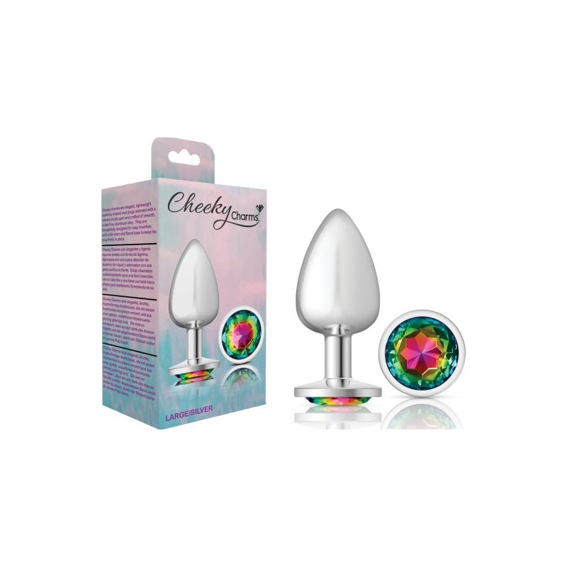 Cheeky Charms Large Butt Plug with Rainbow Jewel