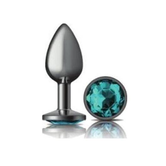 Cheeky Charms Small Round Butt Plug with Teal Jewel