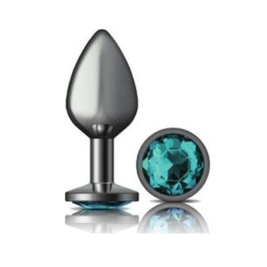 Cheeky Charms Medium Round Butt Plug with Teal Jewel