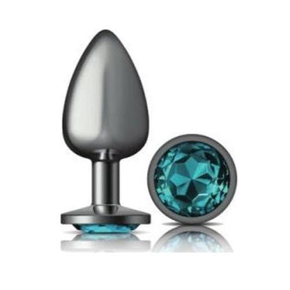 Cheeky Charms Large Round Butt Plug with Teal Jewel