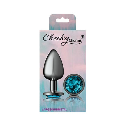 Cheeky Charms Large Round Butt Plug with Teal Jewel