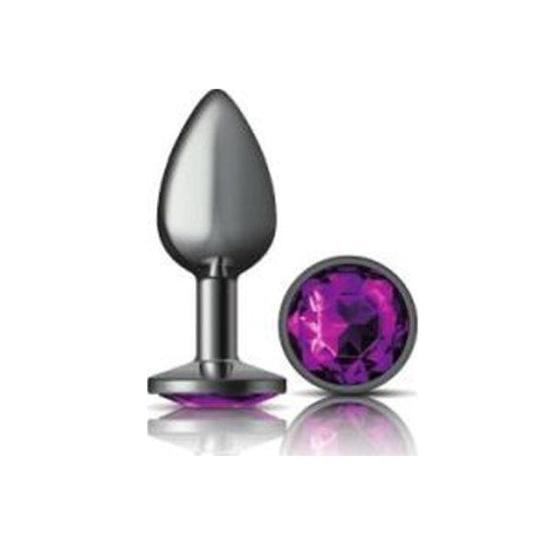 Cheeky Charms Small Round Butt Plug with Purple Jewel