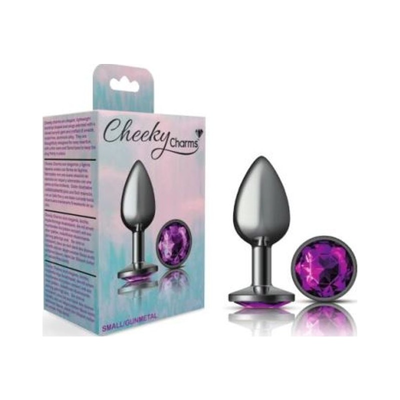 Cheeky Charms Small Round Butt Plug with Purple Jewel