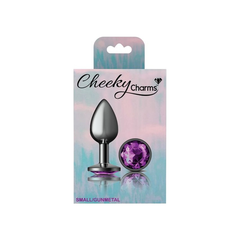 Cheeky Charms Small Round Butt Plug with Purple Jewel