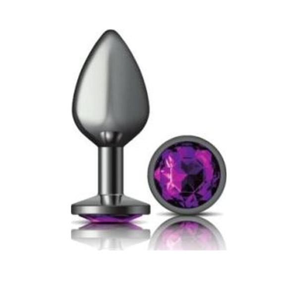 Cheeky Charms Medium Round Butt Plug with Purple Jewel