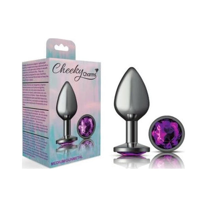 Cheeky Charms Medium Round Butt Plug with Purple Jewel