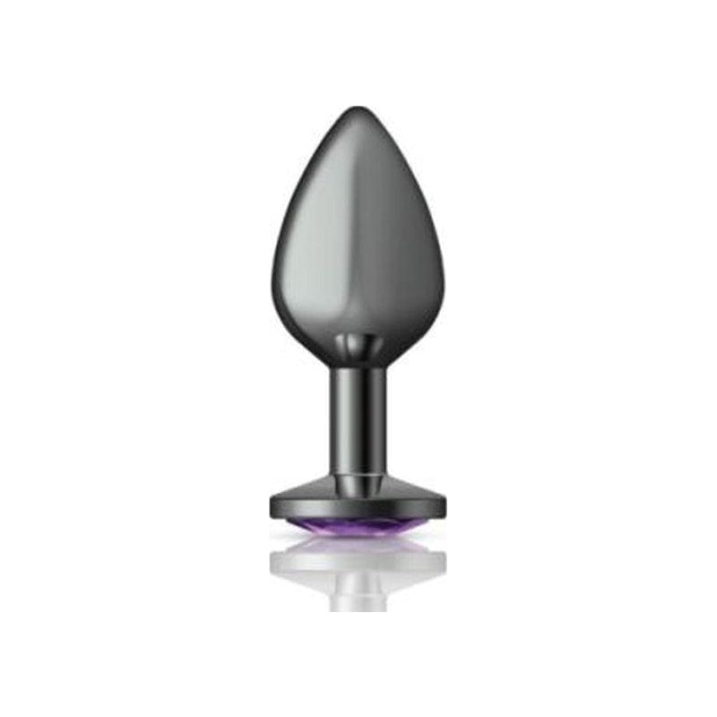 Cheeky Charms Medium Round Butt Plug with Purple Jewel