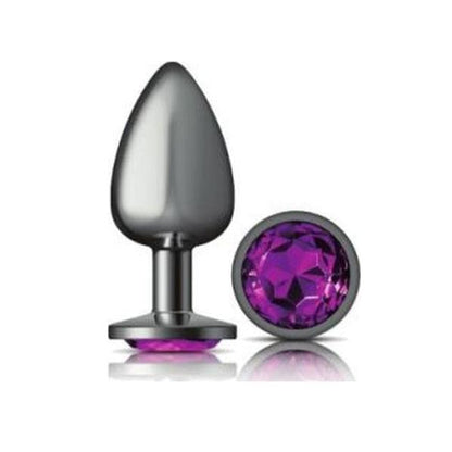 Cheeky Charms Large Round Butt Plug with Purple Jewel