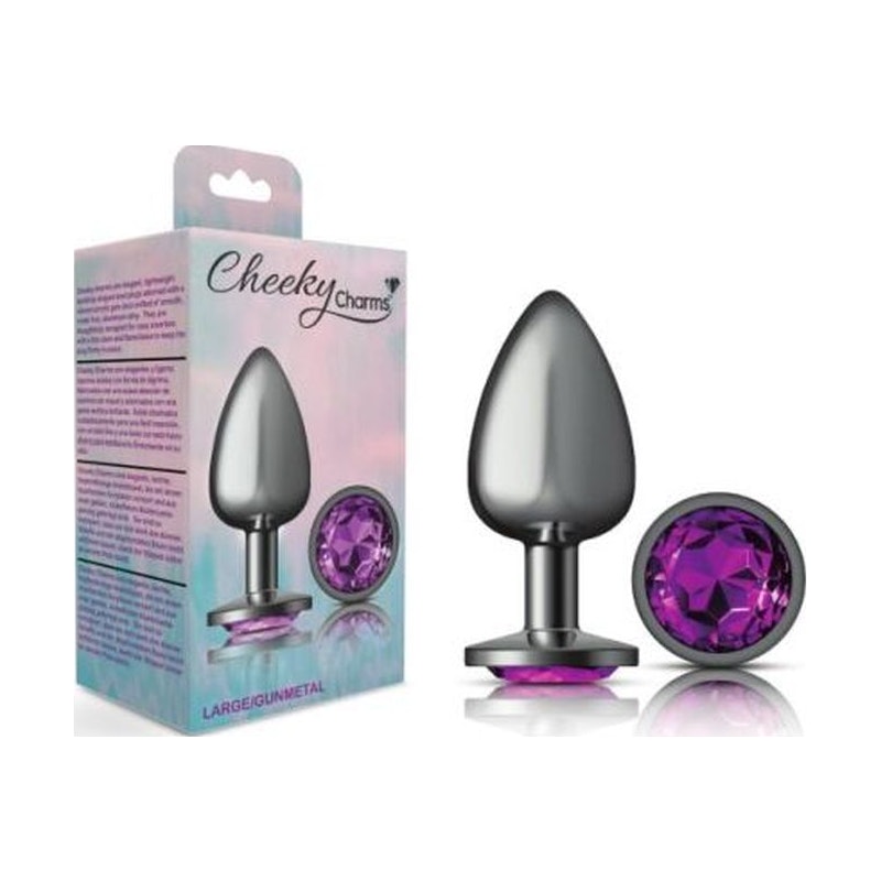 Cheeky Charms Large Round Butt Plug with Purple Jewel