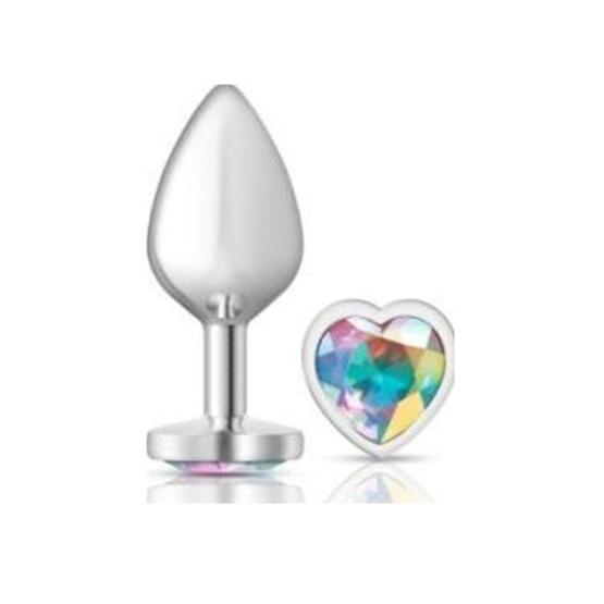 Cheeky Charms Medium Butt Plug with Clear Heart Jewel