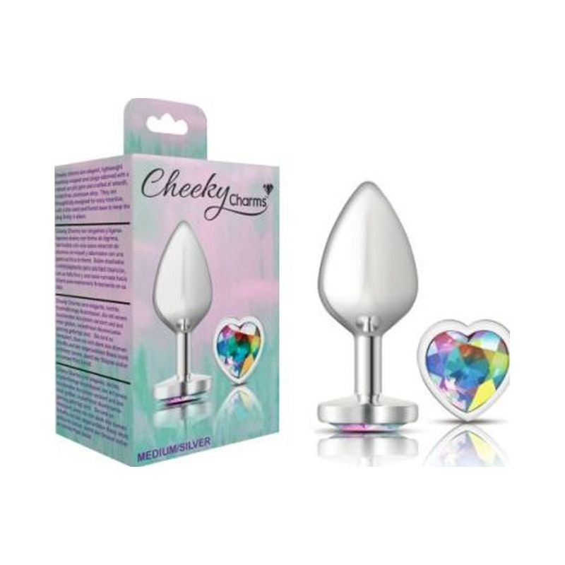 Cheeky Charms Medium Butt Plug with Clear Heart Jewel