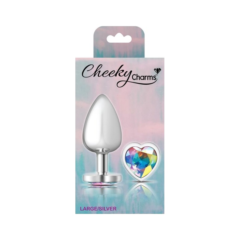 Cheeky Charms Large Butt Plug with Clear Heart Jewel