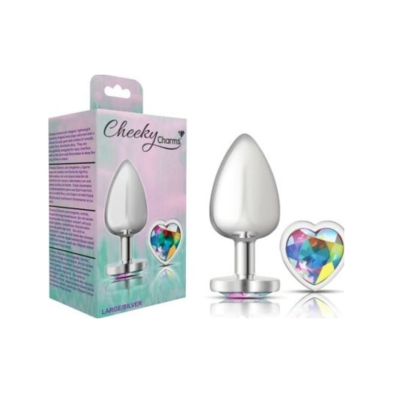 Cheeky Charms Large Butt Plug with Clear Heart Jewel