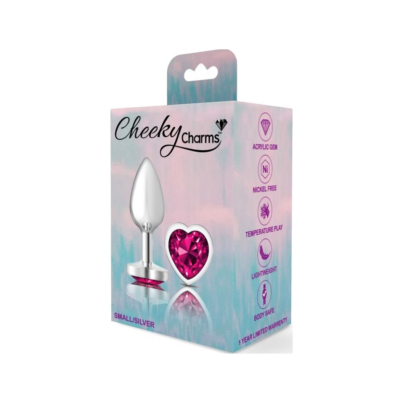 Cheeky Charms Small Butt Plug with Pink Heart Jewel