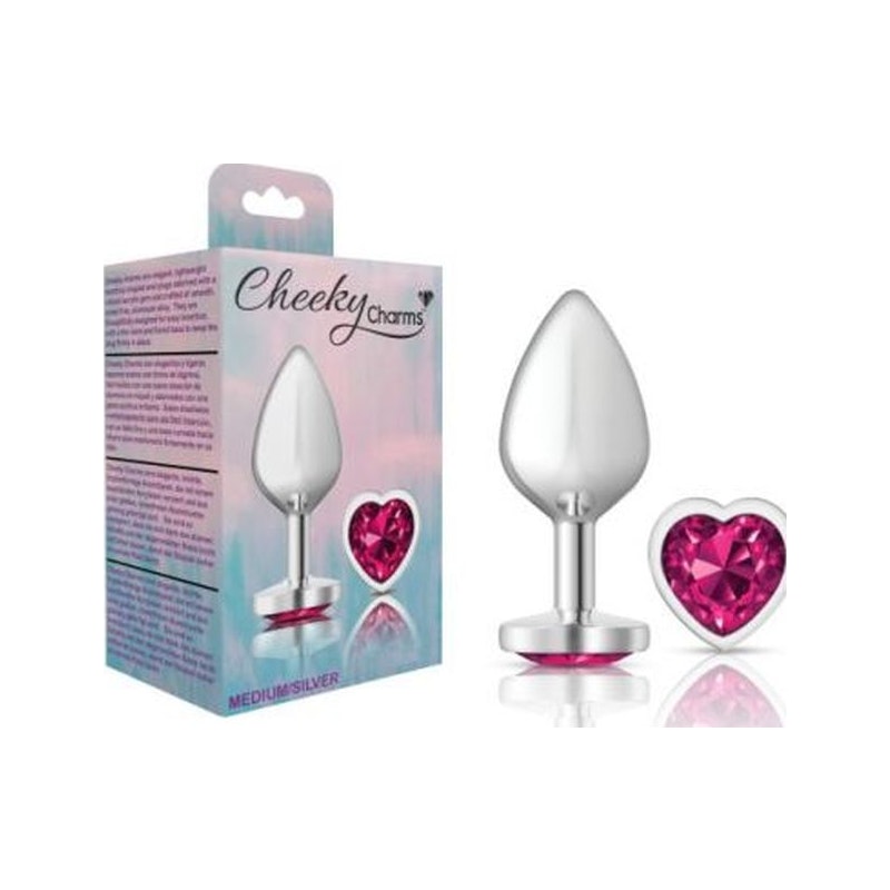 Cheeky Charms Medium Butt Plug with Pink Heart Jewel