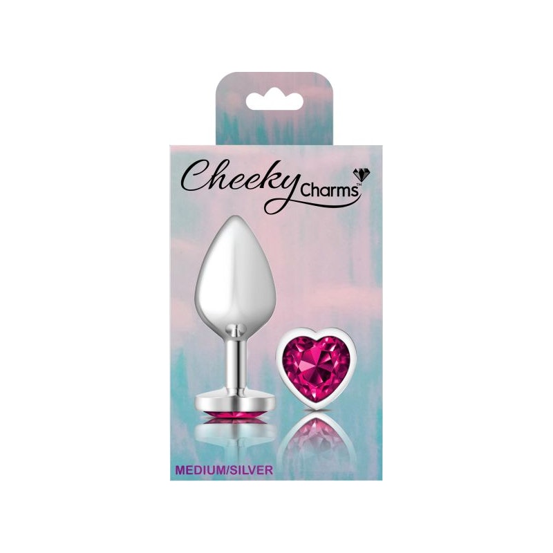 Cheeky Charms Medium Butt Plug with Pink Heart Jewel