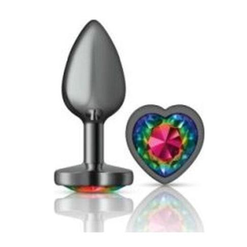 Cheeky Charms Small Butt Plug with Rainbow Heart Jewel