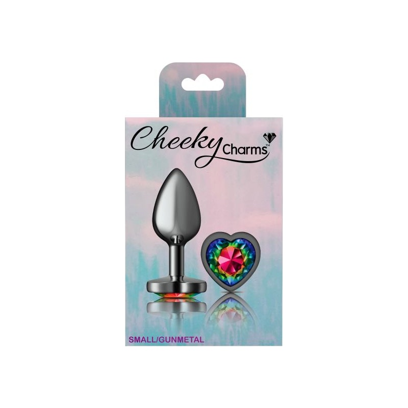 Cheeky Charms Small Butt Plug with Rainbow Heart Jewel