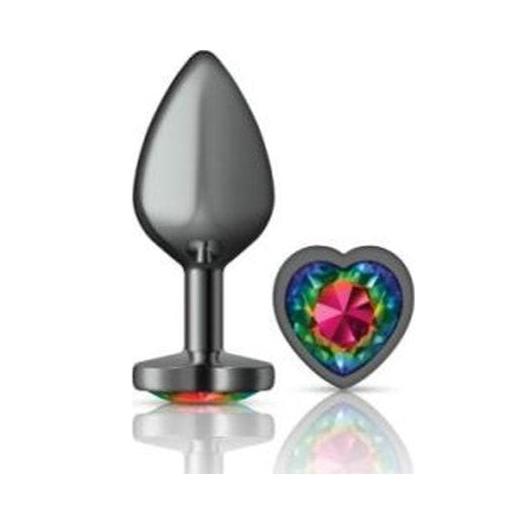 Cheeky Charms Medium Butt Plug with Rainbow Heart Jewel