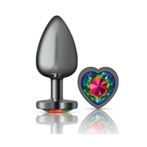 Cheeky Charms Large Butt Plug with Rainbow Heart Jewel