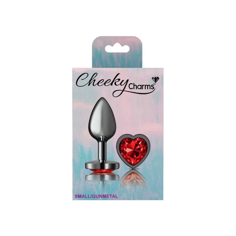 Cheeky Charms Small Butt Plug with Red Heart Red Jewel