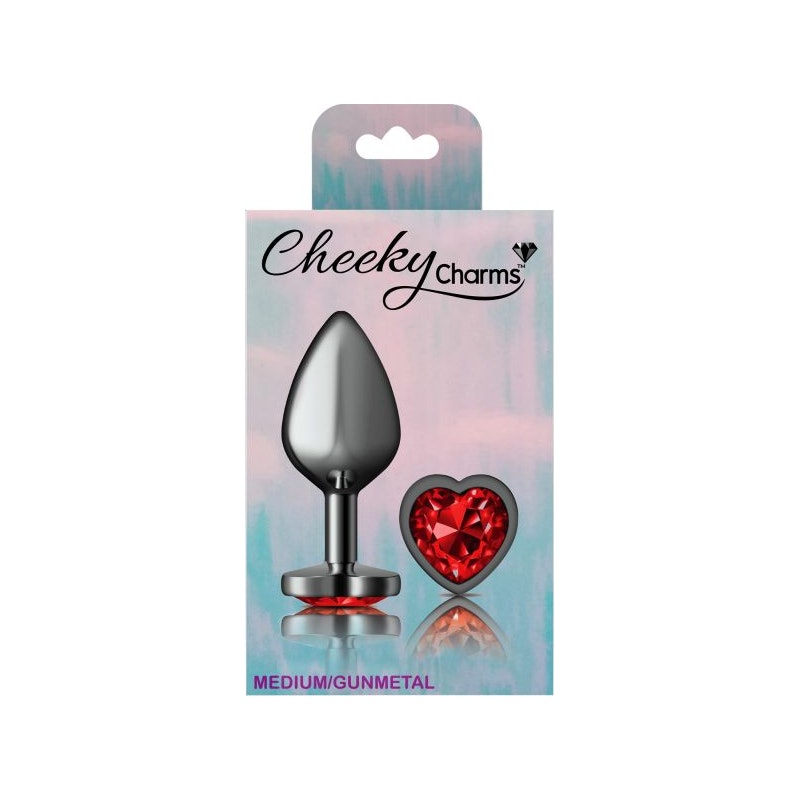 Cheeky Charms Medium Butt Plug with Red Heart Jewel