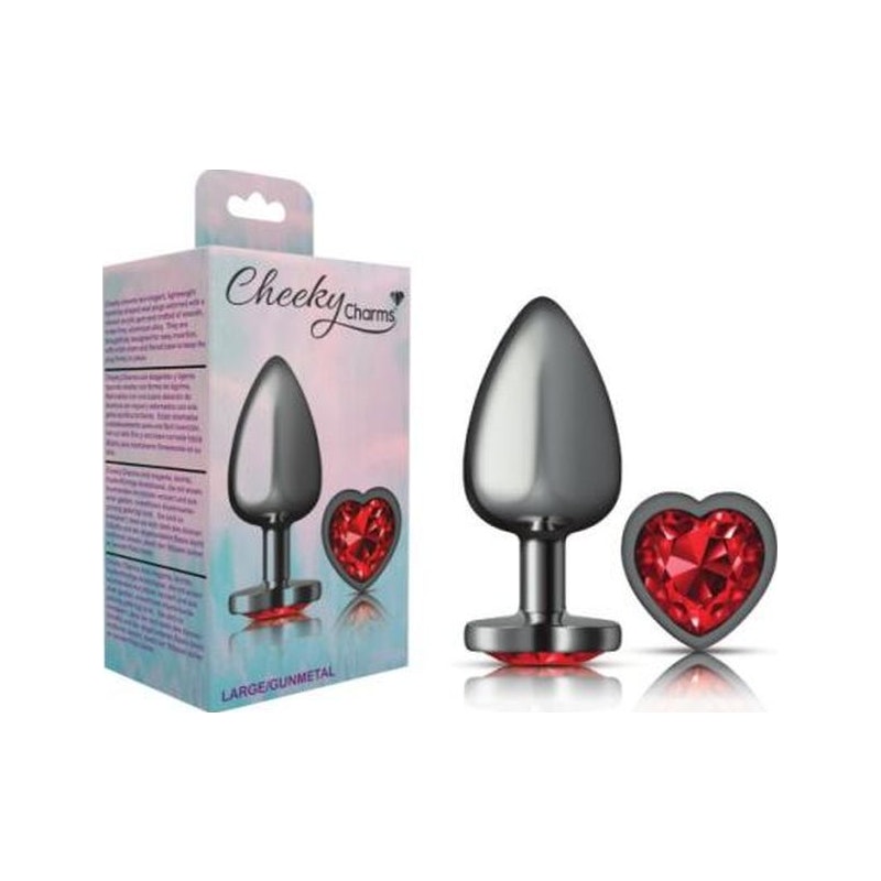 Cheeky Charms Large Butt Plug with Red Heart Jewel