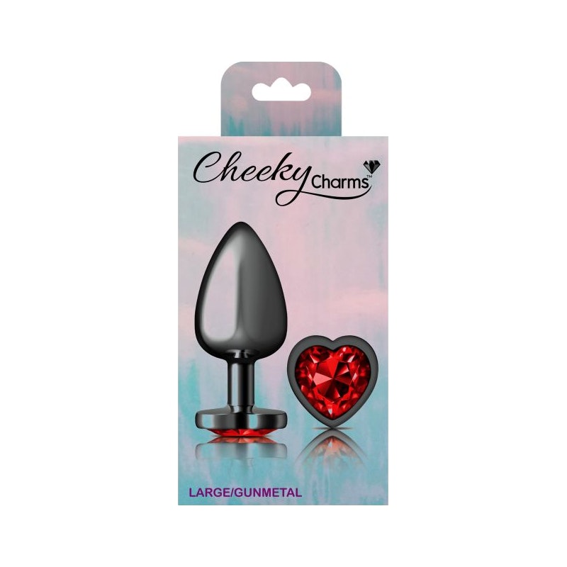 Cheeky Charms Large Butt Plug with Red Heart Jewel