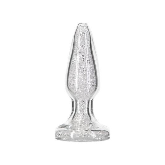 Pillow Talk Fancy Butt Plug Luxurious Glass with Clear Gem