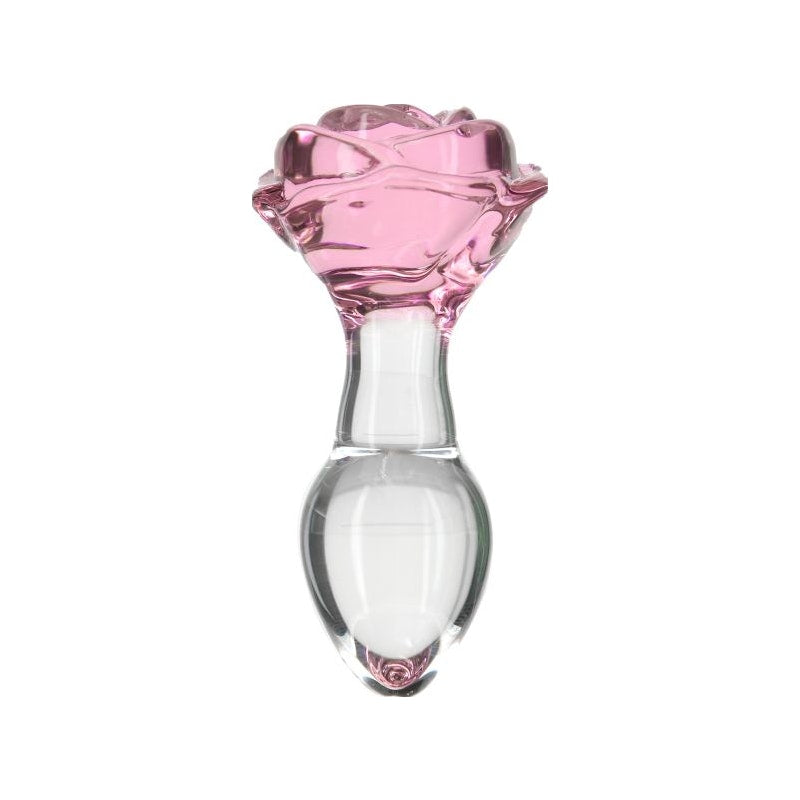 Pillow Talk Rosy Butt Plug Luxurious Glass with Clear Gem