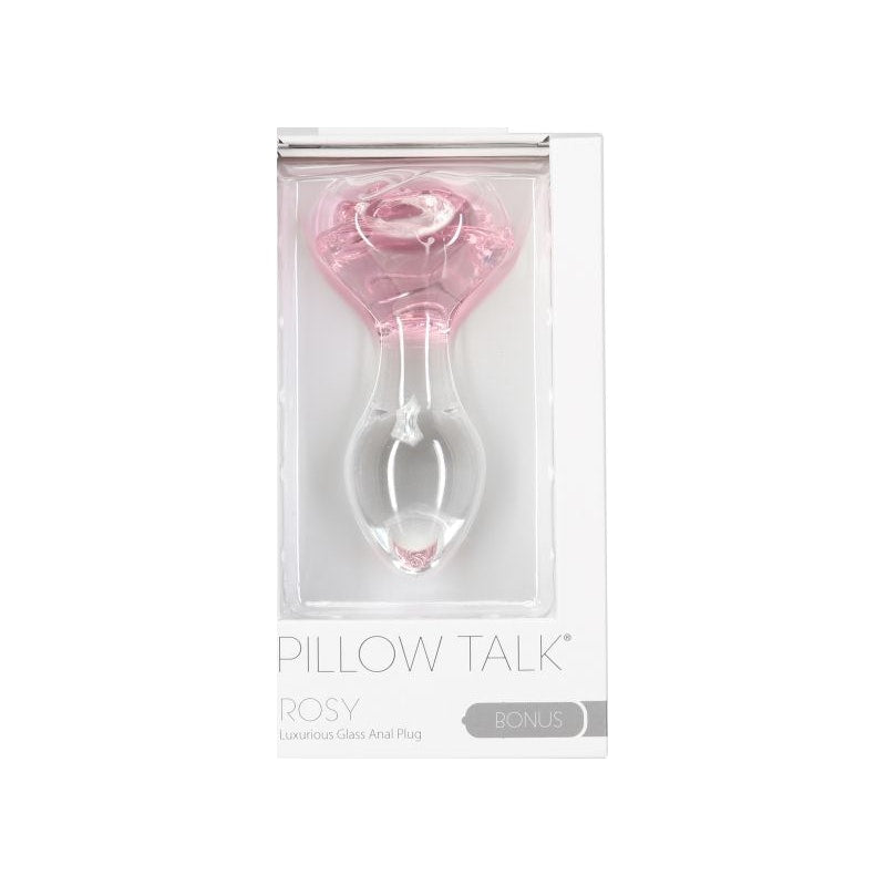 Pillow Talk Rosy Butt Plug Luxurious Glass with Clear Gem