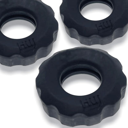 Super Hunkyjunk 3 Pc Cockrings Tar Ice One Size Black