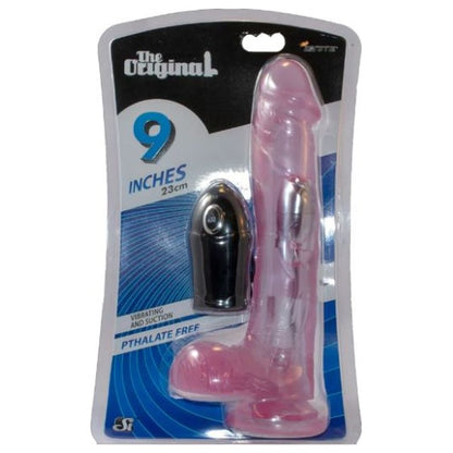 Cock and Balls Vibrating Dildo with Suction 9 inch Purple