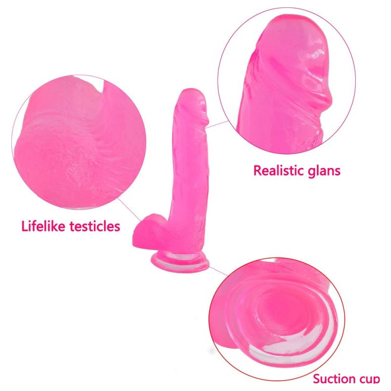 Jelly Studs 8in Crystal Dildo Large Pink Large Pink