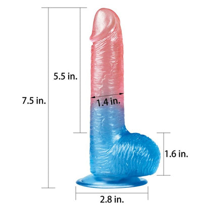 Dazzle Studs Dildo 7.5in Pink/Blue Pink