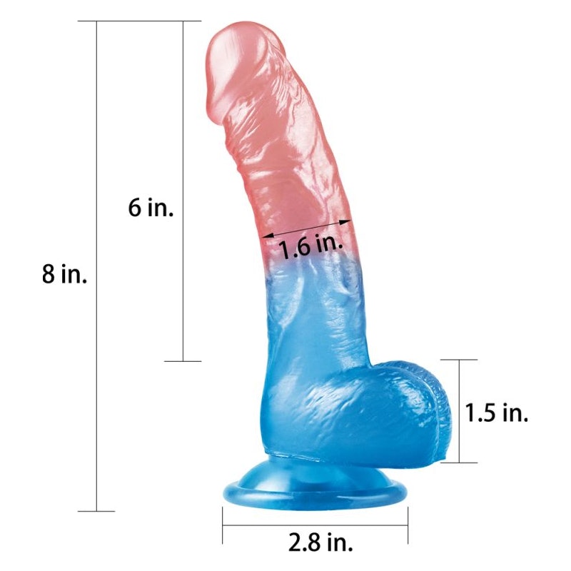 Dazzle Studs Dildo 8in Pink/Blue Pink