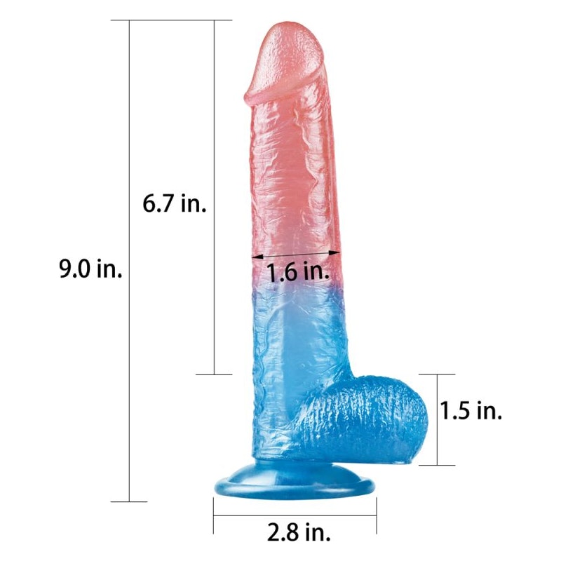 Dazzle Studs Dildo 9in Pink/Blue Pink